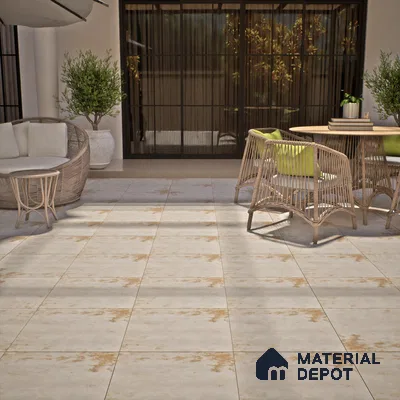 Stone Tile TL 04802 B Rustique Elegance Cream Brown 16 x 16 inch Vitrified Matte Finish - 12 mm | Suitable for Parking, Terrace, Balcony, Courtyard | Heavy Duty Digital Anti Skid Parking Floor | Pattern Alignment May Vary | 2-3 mm Spacer is Mandatory (Sample)