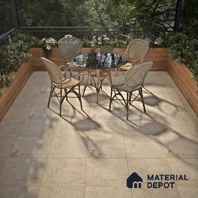 Stone Tile TL 04802 B Rustique Elegance Cream Brown 16 x 16 inch Vitrified Matte Finish - 12 mm | Suitable for Parking, Terrace, Balcony, Courtyard | Heavy Duty Digital Anti Skid Parking Floor | Pattern Alignment May Vary | 2-3 mm Spacer is Mandatory (Sample)