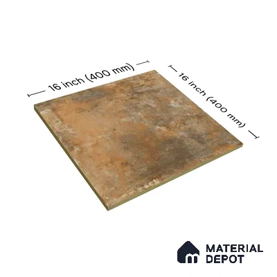Stone Tile TL 04802 C Rustique Elegance Rustic Brown 16 x 16 inch Vitrified Matte Finish - 12 mm | Suitable for Parking, Terrace, Balcony, Courtyard | Heavy Duty Digital Anti Skid Parking Floor | Pattern Alignment May Vary | 2-3 mm Spacer is Mandatory