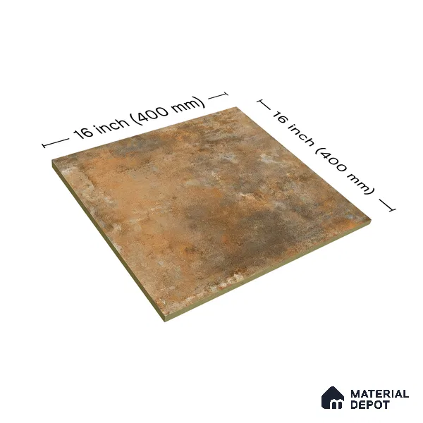 Stone Tile TL 04802 C Rustique Elegance Rustic Brown 16 x 16 inch Vitrified Matte Finish - 12 mm | Suitable for Parking, Terrace, Balcony, Courtyard | Heavy Duty Digital Anti Skid Parking Floor | Pattern Alignment May Vary | 2-3 mm Spacer is Mandatory