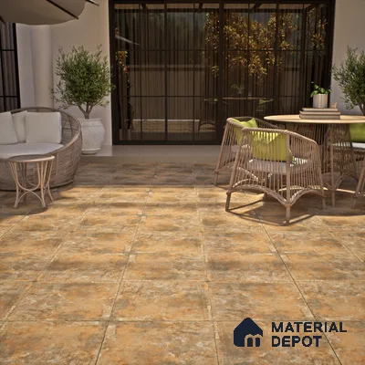Stone Tile TL 04802 C Rustique Elegance Rustic Brown 16 x 16 inch Vitrified Matte Finish - 12 mm | Suitable for Parking, Terrace, Balcony, Courtyard | Heavy Duty Digital Anti Skid Parking Floor | Pattern Alignment May Vary | 2-3 mm Spacer is Mandatory