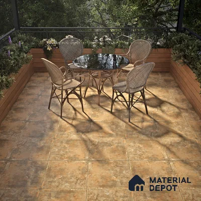 Stone Tile TL 04802 C Rustique Elegance Rustic Brown 16 x 16 inch Vitrified Matte Finish - 12 mm | Suitable for Parking, Terrace, Balcony, Courtyard | Heavy Duty Digital Anti Skid Parking Floor | Pattern Alignment May Vary | 2-3 mm Spacer is Mandatory