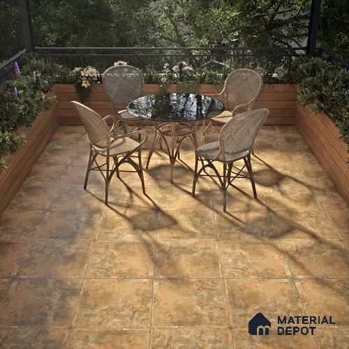 Stone Tile TL 04802 C Rustique Elegance Rustic Brown 16 x 16 inch Vitrified Matte Finish - 12 mm | Suitable for Parking, Terrace, Balcony, Courtyard | Heavy Duty Digital Anti Skid Parking Floor | Pattern Alignment May Vary | 2-3 mm Spacer is Mandatory