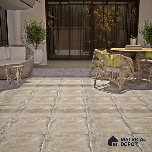 Stone Tile TL 04802 Rustique Elegance Metallic Brown 16 x 16 inch Vitrified Matte Finish - 12 mm | Suitable for Parking, Terrace, Balcony, Courtyard | Heavy Duty Digital Anti Skid Parking Floor | Pattern Alignment May Vary | 2-3 mm Spacer is Mandatory