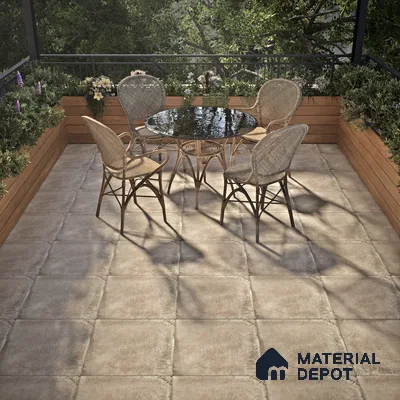 Stone Tile TL 04802 Rustique Elegance Metallic Brown 16 x 16 inch Vitrified Matte Finish - 12 mm | Suitable for Parking, Terrace, Balcony, Courtyard | Heavy Duty Digital Anti Skid Parking Floor | Pattern Alignment May Vary | 2-3 mm Spacer is Mandatory (Sample)