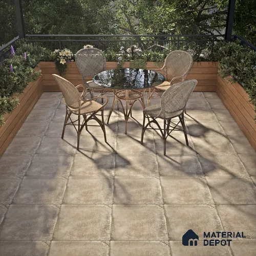 Stone Tile TL 04802 Rustique Elegance Metallic Brown 16 x 16 inch Vitrified Matte Finish - 12 mm | Suitable for Parking, Terrace, Balcony, Courtyard | Heavy Duty Digital Anti Skid Parking Floor | Pattern Alignment May Vary | 2-3 mm Spacer is Mandatory