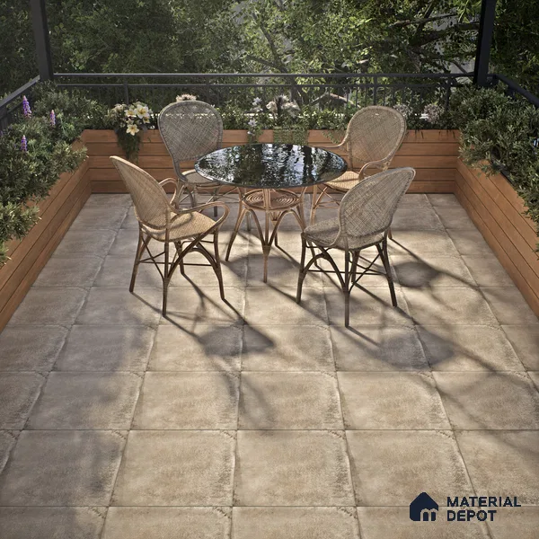 Stone Tile TL 04802 Rustique Elegance Metallic Brown 16 x 16 inch Vitrified Matte Finish - 12 mm | Suitable for Parking, Terrace, Balcony, Courtyard | Heavy Duty Digital Anti Skid Parking Floor | Pattern Alignment May Vary | 2-3 mm Spacer is Mandatory (Sample)