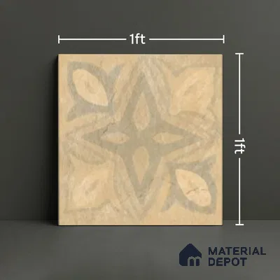 Stone Floor Tile TL 06023 AE Natural Stone Decor 11.8 inch x11.8 inch Vitrified Matte Slate Punch Finish - 12 mm | 48 Random Design | Suitable For Bathroom, Balcony, Courtyard