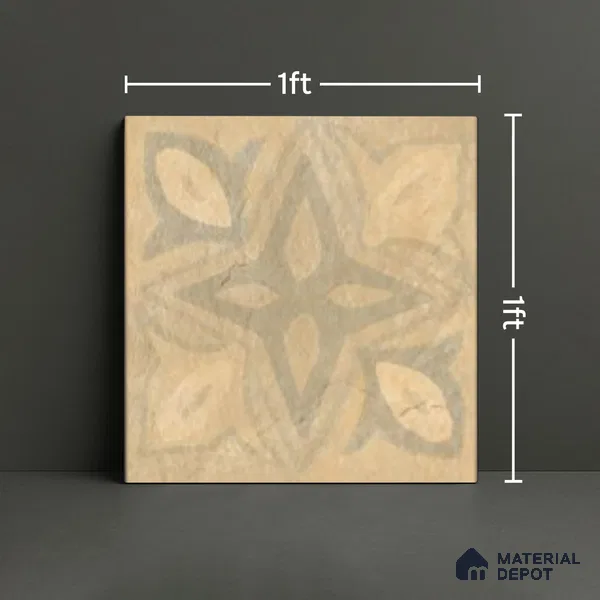 Stone Floor Tile TL 06023 AE Natural Stone Decor 11.8 inch x11.8 inch Vitrified Matte Slate Punch Finish - 12 mm | 48 Random Design | Suitable For Bathroom, Balcony, Courtyard