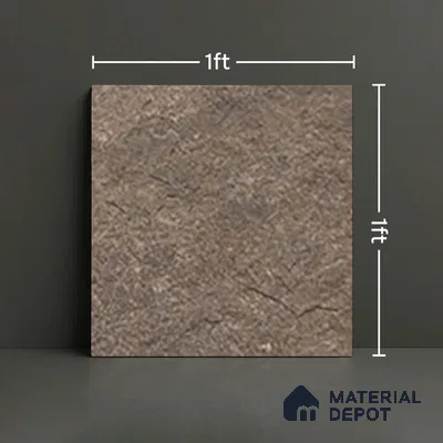 Stone Floor Tile TL 06023 AH Evoque Brown 11.8 inch x11.8 inch Anti Skid Tiles Vitrified Matte Slate Punch Finish - 12 mm | 16 Random Design  Ideal For Parking, Outdoor, Balcony