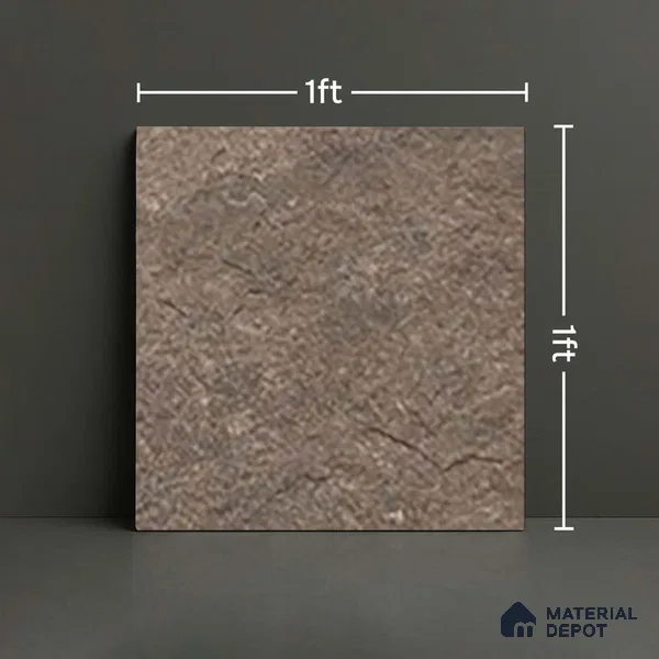 Stone Floor Tile TL 06023 AH Evoque Brown 11.8 inch x11.8 inch Anti Skid Tiles Vitrified Matte Slate Punch Finish - 12 mm | 16 Random Design Ideal For Parking, Outdoor, Balcony