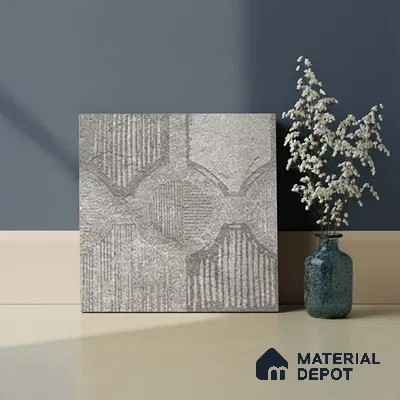 Stone Floor Tile TL 06023 AI Evoque Gris Decor 11.8 inch x11.8 inch Anti Skid Tiles Vitrified Matte Slate Punch Finish - 12 mm | 16 Random Design  Ideal For Parking, Outdoor, Balcony
