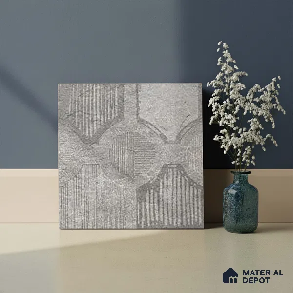 Stone Floor Tile TL 06023 AI Evoque Gris Decor 11.8 inch x11.8 inch Anti Skid Tiles Vitrified Matte Slate Punch Finish - 12 mm | 16 Random Design Ideal For Parking, Outdoor, Balcony