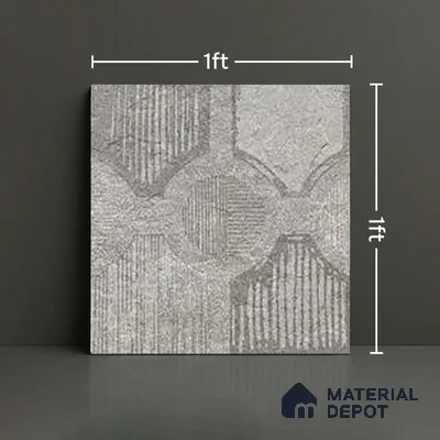 Stone Floor Tile TL 06023 AI Evoque Gris Decor 11.8 inch x11.8 inch Anti Skid Tiles Vitrified Matte Slate Punch Finish - 12 mm | 16 Random Design  Ideal For Parking, Outdoor, Balcony