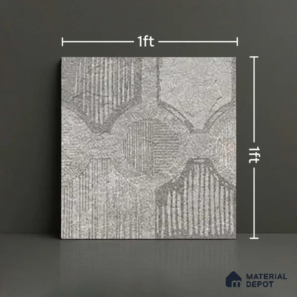 Stone Floor Tile TL 06023 AI Evoque Gris Decor 11.8 inch x11.8 inch Anti Skid Tiles Vitrified Matte Slate Punch Finish - 12 mm | 16 Random Design Ideal For Parking, Outdoor, Balcony