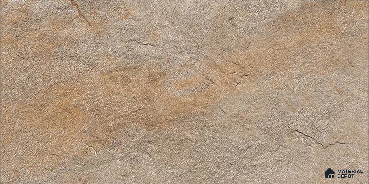 Stone Floor Tile TL 06023 AJ Evoque Natural 2 ft x 11.8 Inch Anti Skid Tiles Vitrified Matte Slate Punch Finish - 12 mm | 8 Random Design Ideal For Parking, Outdoor, Balcony