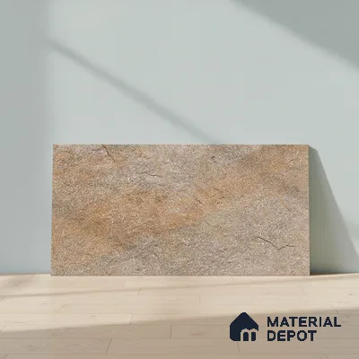 Stone Floor Tile TL 06023 AJ Evoque Natural 2 ft x 11.8 Inch Anti Skid Tiles Vitrified Matte Slate Punch Finish - 12 mm | 8 Random Design  Ideal For Parking, Outdoor, Balcony