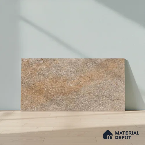 Stone Floor Tile TL 06023 AJ Evoque Natural 2 ft x 11.8 Inch Anti Skid Tiles Vitrified Matte Slate Punch Finish - 12 mm | 8 Random Design  Ideal For Parking, Outdoor, Balcony