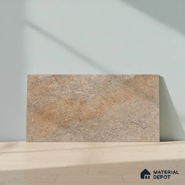 Stone Floor Tile TL 06023 AJ Evoque Natural 2 ft x 11.8 Inch Anti Skid Tiles Vitrified Matte Slate Punch Finish - 12 mm | 8 Random Design Ideal For Parking, Outdoor, Balcony