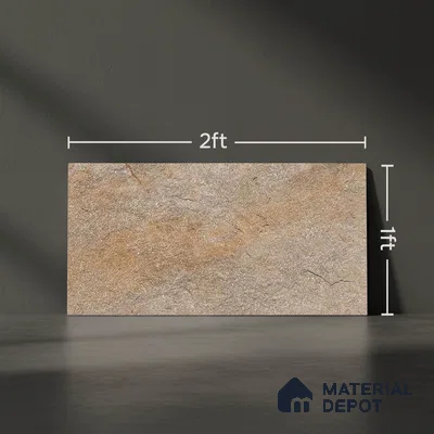 Stone Floor Tile TL 06023 AJ Evoque Natural 2 ft x 11.8 Inch Anti Skid Tiles Vitrified Matte Slate Punch Finish - 12 mm | 8 Random Design  Ideal For Parking, Outdoor, Balcony
