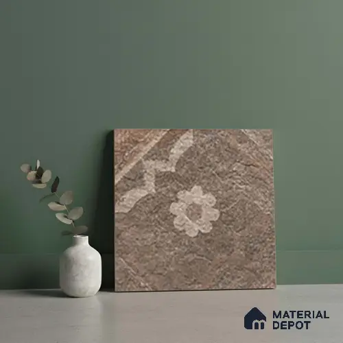 Stone Floor Tile TL 06023 AM Evoque Brown Decor 11.8 inch x11.8 inch Anti Skid Tiles Vitrified Matte Slate Punch Finish - 12 mm | 16 Random Design  Ideal For Parking, Outdoor, Balcony