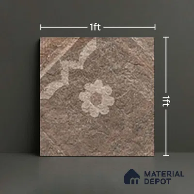 Stone Floor Tile TL 06023 AM Evoque Brown Decor 11.8 inch x11.8 inch Anti Skid Tiles Vitrified Matte Slate Punch Finish - 12 mm | 16 Random Design  Ideal For Parking, Outdoor, Balcony