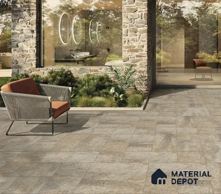 Stone Floor Tile TL 06023 S Forest Olive 2 ft x 11.8 Inch Vitrified Matte Slate Punch Finish - 12 mm | 12 Random Design | Ideal For Living Room, Bathroom, Restaurants
