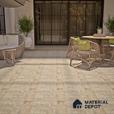 Stone Floor Tile TL 06023 B Forest Olive 2 ft x 2 ft Matte Finish Anti Skid Vitrified Tile - 12 mm | 6 Random Design | Suitable for Balcony, Terrace & Coutyard