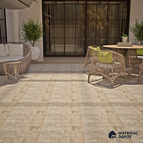 Stone Floor Tile TL 06023 B Forest Olive 2 ft x 2 ft Matte Finish Anti Skid Vitrified Tile - 12 mm | 6 Random Design | Suitable for Balcony, Terrace & Coutyard