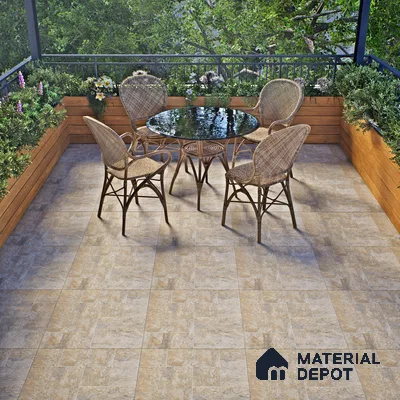 Stone Floor Tile TL 06023 B Forest Olive 2 ft x 2 ft Matte Finish Anti Skid Vitrified Tile - 12 mm | 6 Random Design | Suitable for Balcony, Terrace & Coutyard