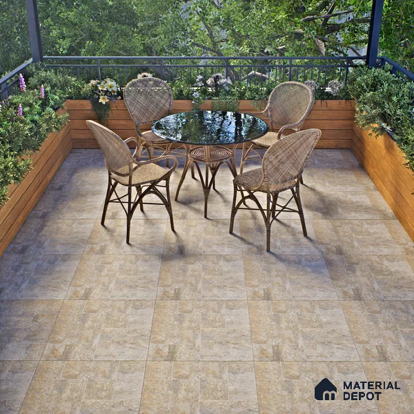 Stone Floor Tile TL 06023 B Forest Olive 2 ft x 2 ft Matte Finish Anti Skid Vitrified Tile - 12 mm | 6 Random Design | Suitable for Balcony, Terrace & Coutyard