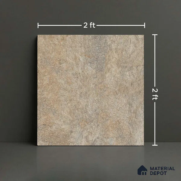 Stone Floor Tile TL 06023 B Forest Olive 2 ft x 2 ft Matte Finish Anti Skid Vitrified Tile - 12 mm | 6 Random Design | Suitable for Balcony, Terrace & Coutyard