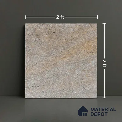 Stone Floor Tile TL 06023 C Evoque Gris 2 ft x 2 ft Anti Skid Tiles Vitrified Matte Slate Punch Finish - 12 mm | 4 Random Design  Ideal For Parking, Outdoor, Balcony (Sample)