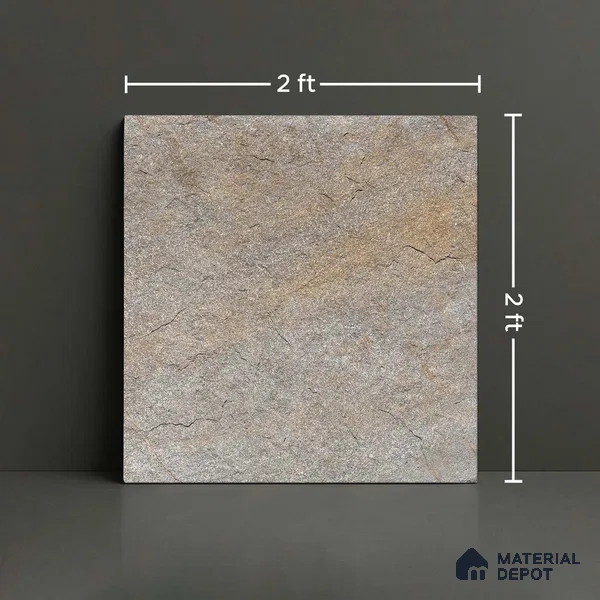 Stone Floor Tile TL 06023 C Evoque Gris 2 ft x 2 ft Anti Skid Tiles Vitrified Matte Slate Punch Finish - 12 mm | 4 Random Design  Ideal For Parking, Outdoor, Balcony (Sample)