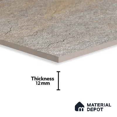Stone Floor Tile TL 06023 C Evoque Gris 2 ft x 2 ft Anti Skid Tiles Vitrified Matte Slate Punch Finish - 12 mm | 4 Random Design  Ideal For Parking, Outdoor, Balcony (Sample)