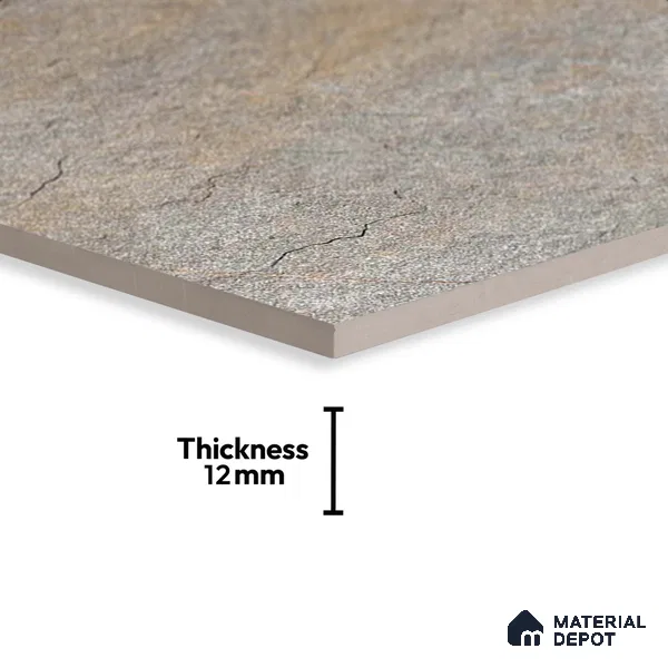 Stone Floor Tile TL 06023 C Evoque Gris 2 ft x 2 ft Anti Skid Tiles Vitrified Matte Slate Punch Finish - 12 mm | 4 Random Design  Ideal For Parking, Outdoor, Balcony (Sample)