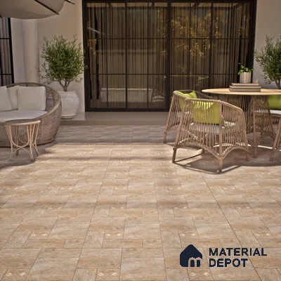 Stone Floor Tile TL 06023 D Evoque Natural 2 ft x 2 ft Anti Skid Tiles Vitrified Matte Slate Punch Finish - 12 mm | 4 Random Design  Ideal For Parking, Outdoor, Balcony (Sample)