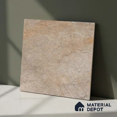 Stone Floor Tile TL 06023 D Evoque Natural 2 ft x 2 ft Anti Skid Tiles Vitrified Matte Slate Punch Finish - 12 mm | 4 Random Design  Ideal For Parking, Outdoor, Balcony (Sample)