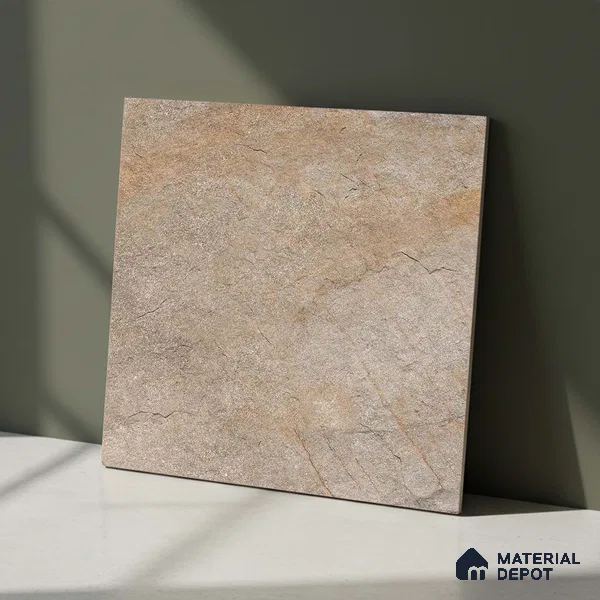 Stone Floor Tile TL 06023 D Evoque Natural 2 ft x 2 ft Anti Skid Tiles Vitrified Matte Slate Punch Finish - 12 mm | 4 Random Design  Ideal For Parking, Outdoor, Balcony (Sample)