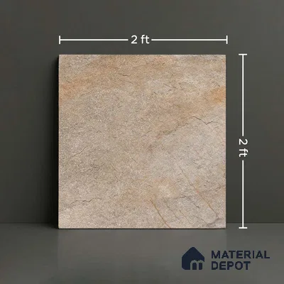 Stone Floor Tile TL 06023 D Evoque Natural 2 ft x 2 ft Anti Skid Tiles Vitrified Matte Slate Punch Finish - 12 mm | 4 Random Design  Ideal For Parking, Outdoor, Balcony (Sample)