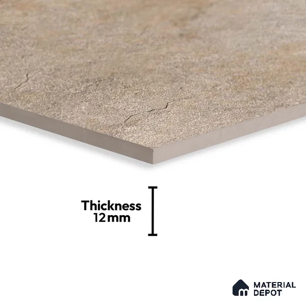 Stone Floor Tile TL 06023 D Evoque Natural 2 ft x 2 ft Anti Skid Tiles Vitrified Matte Slate Punch Finish - 12 mm | 4 Random Design  Ideal For Parking, Outdoor, Balcony (Sample)
