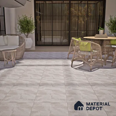 Cement Floor Tile TL 06023 E Spectra Grey 2 ft x 2 ft Vitrified Matte Slate Punch Finish - 12 mm | 6 Random Design | Ideal For Living Room, Bathroom, Restaurants (Sample)