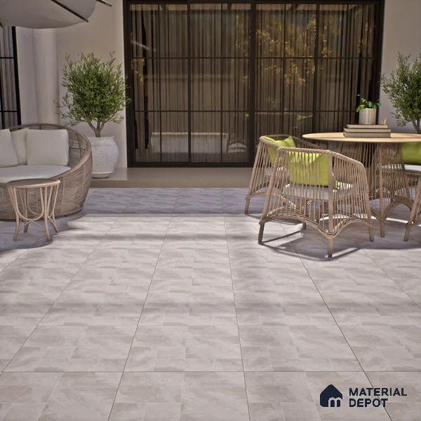 Cement Floor Tile TL 06023 E Spectra Grey 2 ft x 2 ft Vitrified Matte Slate Punch Finish - 12 mm | 6 Random Design | Ideal For Living Room, Bathroom, Restaurants (Sample)