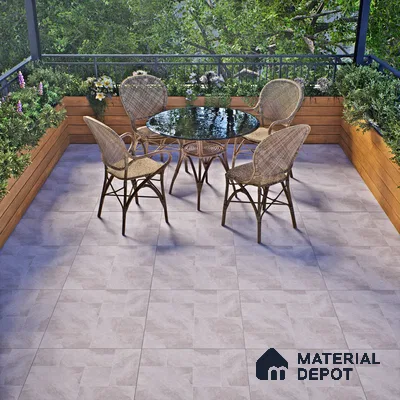 Cement Floor Tile TL 06023 E Spectra Grey 2 ft x 2 ft Vitrified Matte Slate Punch Finish - 12 mm | 6 Random Design | Ideal For Living Room, Bathroom, Restaurants (Sample)