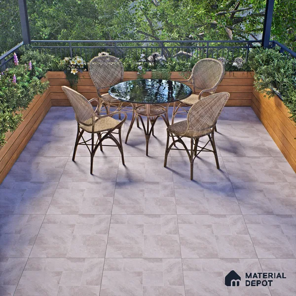Cement Floor Tile TL 06023 E Spectra Grey 2 ft x 2 ft Vitrified Matte Slate Punch Finish - 12 mm | 6 Random Design | Ideal For Living Room, Bathroom, Restaurants (Sample)