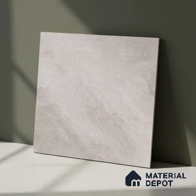 Cement Floor Tile TL 06023 E Spectra Grey 2 ft x 2 ft Vitrified Matte Slate Punch Finish - 12 mm | 6 Random Design | Ideal For Living Room, Bathroom, Restaurants (Sample)