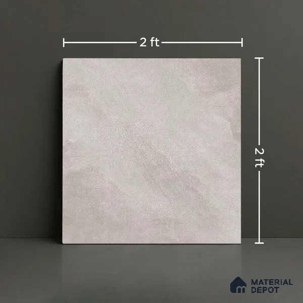 Cement Floor Tile TL 06023 E Spectra Grey 2 ft x 2 ft Vitrified Matte Slate Punch Finish - 12 mm | 6 Random Design | Ideal For Living Room, Bathroom, Restaurants (Sample)