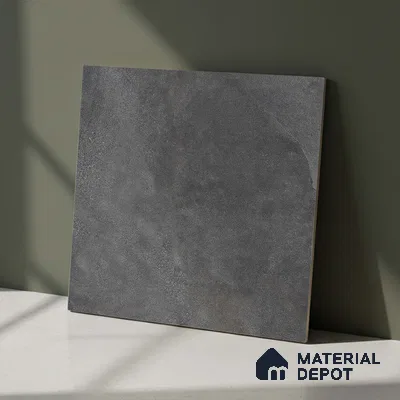 Cement Floor Tile TL 06023 F Spectra Nero 2 ft x 2 ft Vitrified Matte Slate Punch Finish - 12 mm | 6 Random Design | Ideal For Living Room, Bathroom, Restaurants (Sample)