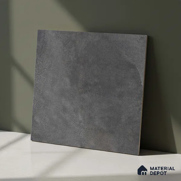Cement Floor Tile TL 06023 F Spectra Nero 2 ft x 2 ft Vitrified Matte Slate Punch Finish - 12 mm | 6 Random Design | Ideal For Living Room, Bathroom, Restaurants (Sample)