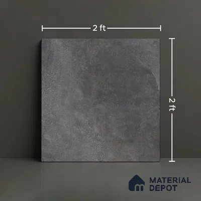 Cement Floor Tile TL 06023 F Spectra Nero 2 ft x 2 ft Vitrified Matte Slate Punch Finish - 12 mm | 6 Random Design | Ideal For Living Room, Bathroom, Restaurants (Sample)